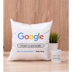 Hediye Dükkanı Kişiye Özel Google Tasarım Esprili Beyaz Kupa Bardak ve Kare Yastık