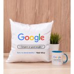 Hediye Dükkanı Kişiye Özel Google Tasarım Esprili Mavi Kupa Bardak ve Kare Yastık