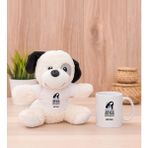Hediye Dükkanı Kişiye Özel Herkes Delirdi Tasarım Esprili Beyaz Kupa Bardak ve Peluş Köpek