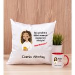 Hediye Dükkanı Kişiye Özel Ruh Eşimi Nasıl Bulayım Esprili Kırmızı Kupa Bardak ve Kare Yastık
