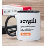 Hediye Dükkanı Kişiye Özel Sevgili Kelimesi için Anlam Baskılı Siyah Kupa Bardak