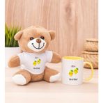 Hediye Dükkanı Kişiye Özel Sevimli Limonlar Sarı Kupa Bardak ve Peluş Ayıcık