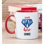 Hediye Dükkanı Kişiye Özel Super Dad Babaya Hediye Kırmızı Kupa