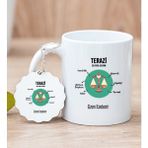 Hediye Dükkanı Kişiye Özel Terazi Burcuna Hediye Beyaz Kupa Bardak ve Anahtarlık