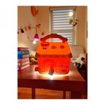 HEDİYE FİKRİ Masal Evi Işıklı Kumbara Sevimli Çocuk Odası Gece Lambası 20 cm x 15.5 cm Pembe Renk
