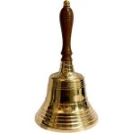 Hediye Fikri Okul Çanı Pirinç Özel El Zili 21X10 cm Ahşap Saplı Klasik El Çanı - 21 x 10 cm