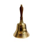 HEDİYE FİKRİ Okul Çanı Pirinç Özel El Zili 21x10 Cm Ahşap Saplı Klasik El Çanı