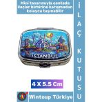 #Hediye Hediyelik Şık İstanbul Temalı 2 Bölmeli Hap Vitamin Tablet İlaç Saklama Kutusu 4 X 5,5 Cm