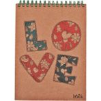 Hediye Kanalı Love Yazılı Kraft Kapaklı Çizgili Spiralli Defter
