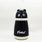 Hediye Kesesi Kişiye Özel Cam Şişe Panda Matara 380 ml - Siyah