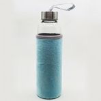 Hediye Kesesi Kişiye Özel Isimli Peluş Kılıflı Cam Matara 500 ml - Mavi