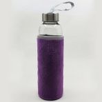 Hediye Kesesi Kişiye Özel Isimli Peluş Kılıflı Cam Matara 500 ml - Mor