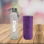 Hediye Kesesi Kişiye Özel Peluş Kılıflı Cam MATARA 750 ML - Mor