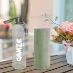 Hediye Kesesi Kişiye Özel Peluş Kılıflı Cam MATARA 750 ML - Yeşil