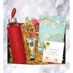 Hediye Kutusu - Cam Matara & Defter & Krem