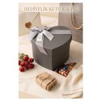 Hediye Kutusu Orta Boy Kalpli 1 Paket K-8634 Boş Hediye Kutusu Sevgiliye Özel Kurdelalı Kutu Karton Kutu Hatıra Kutusu
