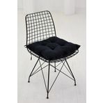 Hediye Nest Tekli Dekoratif Pofidik Sandalye Minderi Bağcıklı Siyah 40x40