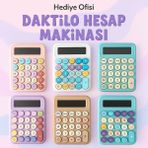 Hediye Ofisi Daktilo Tasarım Renkli Tuşlu Masaüstü Hesap Makinesi – Pastel Retro