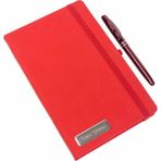 Hediye Rengi 32907 Kişiye Özel Lastikli Kırmızı​ Kalem ve Defter Seti