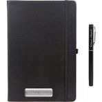 Hediye Rengi 45110 İsme Özel Lastikli Siyah​ Siyah Kalem ve Defter Seti