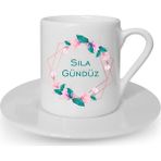 Hediye Rengi İsme Özel Pembe Çerçeveli Fincan