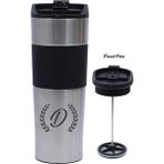 Hediye Rengi Isme Özel Premium French Press Çelik Termos 450 ml M2 - Gri