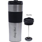 Hediye Rengi Isme Özel Premium French Press Çelik Termos 450 ml M3 - Gri