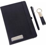 Hediye Rengi İsme Özel Siyah Defter Anahtarlık ve Kalem Özel Tasarım Kutulu​ Hediye Seti