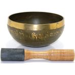 Hediye Sandalı Meditasyon Çanı Yoga Çanı Tibet Çanağı 12*7 cm - Altın - Çok Renkli
