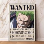 Hediye Vakti Anime One Piece Roronoa Zoro Aranıyor Wanted Poster-Çerçevesiz - 29 x 42 - Renkli