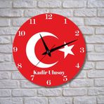 Hediye Vakti Bayrak Tasarımlı Kişiye Özel Temalı Cam Duvar Saati 293214