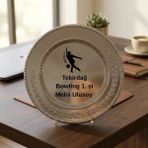 Hediye Vakti Bowling Birincilik Ödülü Gümüş Metal Tabak Plaket - Ayaklı Kişiselleştirilebilir Sporcu Plaketi - standar - kişiye özel
