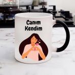 Hediye Vakti Canım Kendim Tasarımlı Sihirli Kupa - Beyaz - 300 ml