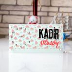 Hediye Vakti Karpuz Desenli Kişiye Özel Cam Masa Saati – Isim Yazılı Masaüstü Dekor Saat - Beyaz