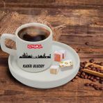 Hediye Vakti Kişiye Özel Istanbul Tasarımlı Türk Kahve Fincanı ve Altı - Beyaz