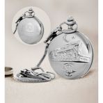 Hediye Vakti Kişiye Özel TCDD Tren Kabartmalı 20 MM Silver Köstekli Cep Saati