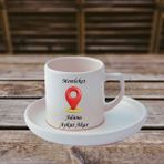 Hediye Vakti Memeleket Burası Türk Kahve Fincanı ve Altı - Beyaz