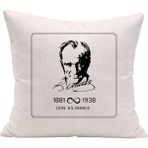 Hediye Vakti Mustafa Kemal Atatürk Temalı 1881-1938 Sonsuzluk Detaylı Kırlent Kılıfı - Çok Renkli - 35 x 35