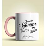 Hediye Zengini Kişiye Özel Anneler Günü Kutlu Olsun 3 Temalı Pembe Kupa Bardak