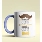 Hediye Zengini Kişiye Özel Babalar Günün Kutlu Olsun 5 Tema Mavi Renkli Kupa