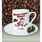 Hediye Zengini Kişiye Özel Benim Süper Babam Tasarımlı Beyaz Kahve Fincanı