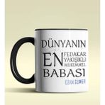 Hediye Zengini Kişiye Özel Dünyanın En En En Babası Temalı Siyah Kupa Bardak