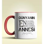 Hediye Zengini Kişiye Özel Dünyanın En Güzel Annesi Temalı Kırmızı Kupa Bardak