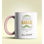 Hediye Zengini Kişiye Özel Dünya'nın En Yakışıklı Babası Tasarımlı Pembe Kupa - Beyaz - Pembe