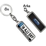 Hediye Zengini Kişiye Özel Ford Simli Mavi Logo Tema Plaka Anahtarlık - Gümüş