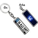 Hediye Zengini Kişiye Özel Honda Neon Lights Koyu Mavi Logo Tema Plaka Anahtarlık - Gümüş