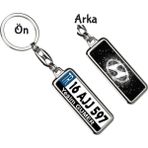 Hediye Zengini Kişiye Özel Hyundai Beyaz Parıltı Logo Tema Plaka Anahtarlık - Gümüş