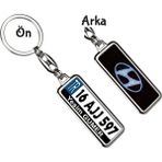 Hediye Zengini Kişiye Özel Hyundai Simli Mavi Logo Tema Plaka Anahtarlık - Gümüş