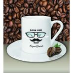 Hediye Zengini Kişiye Özel Love You Dad 2 Tasarımlı Beyaz Kahve Fincanı