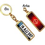 Hediye Zengini Kişiye Özel Opel Neon Kırmızı Logo Tema Plaka Anahtarlık - Sarı